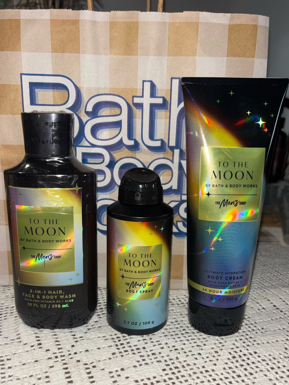 (2026)Bath & Body Works To The Moon Men's Bath & Body Set — Black, Holographic